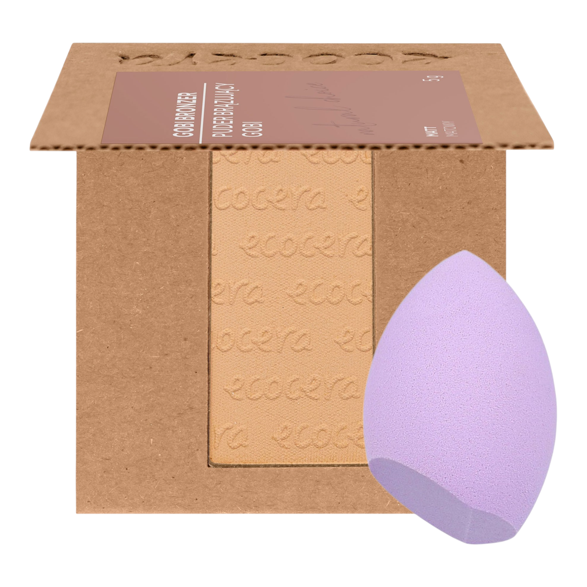 ECOCERA NATURAL CHOICE Puder brązujący, Gobi 5 g + MIMO Gąbka do makijażu, Olive cut, Jasnofioletowa