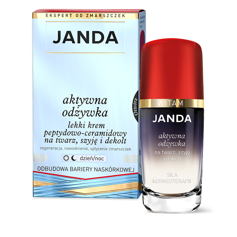 Janda JANDA AKTYWNA ODŻYWKA Lekki krem peptydowo-ceramidowy na twarz szyję i dekolt 50 ml