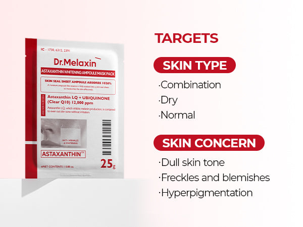 DR.MELAXIN ASTAXANTHIN BRIGHTENING AMPOULE MASK Maschere in tessuto schiarenti con astaxantina 5x25 ml #5