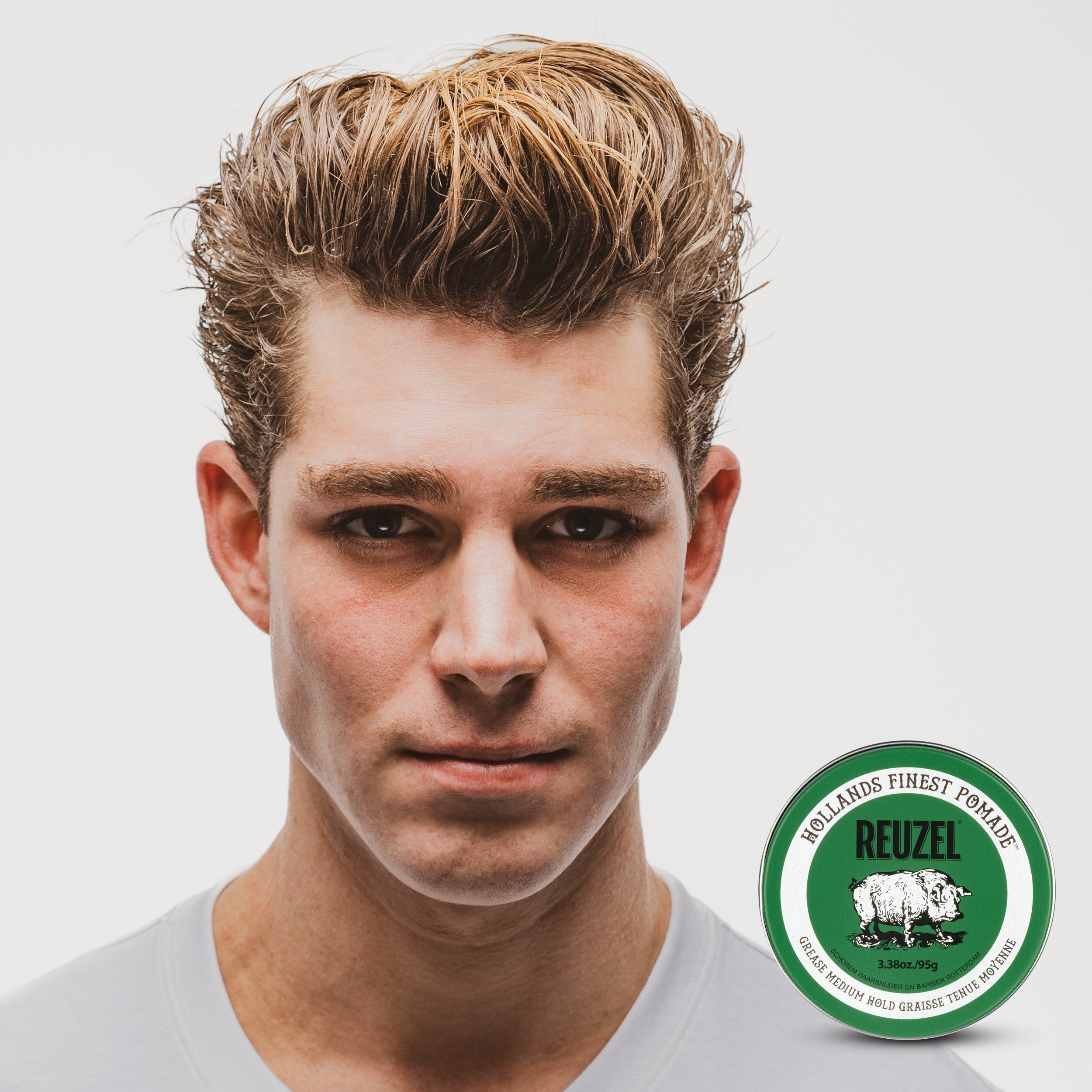 REUZEL GREEN POMADE GREASE MEDIUM HOLD Woskowa pomada do włosów o średnim utrwaleniu 95 g #2