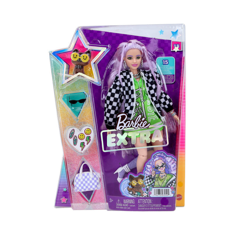 BARBIE EXTRA MODA MATELL Lalka w stroju szachownica HHN10