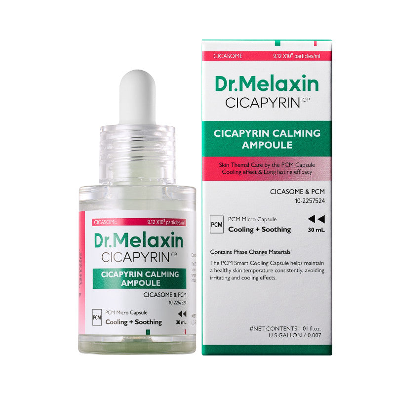 Dr. Melaxin DR.MELAXIN CICAPYRIN CALMING AMPOULE Kojące serum do twarzy z kompleksem chłodzącym 30 ml — Składniki i ocena
