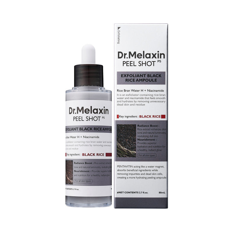 DR.MELAXIN PEEL SHOT LINE Gently exfoliating ampoule with black rice extract 80ml