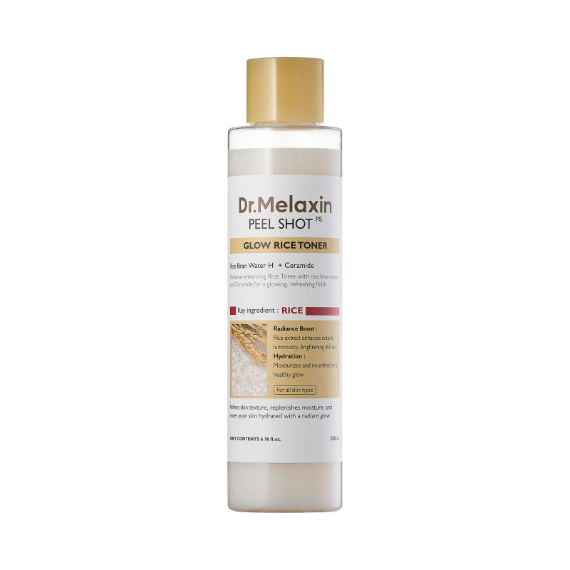 Dr. Melaxin DR.MELAXIN PEEL SHOT GLOW WHITE RICE TONER Nawilżająco-rozświetlający tonik ryżowy 200 ml — Składniki i ocena