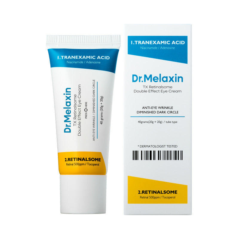 Dr. Melaxin DR.MELAXIN TX-RETINALSOME DOUBLE EFFECT Krem pod oczy anti-aging z kwasem traneksamowym i retinalem 40 g — Składniki i ocena