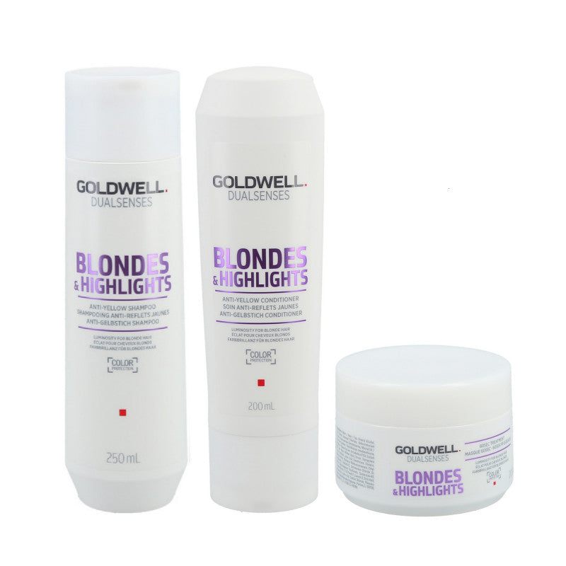 GOLDWELL DUALSENSES BLONDES & HIGHLIGHTS Szampon 250 ml + Odżywka 200 ml + Kuracja 200 ml