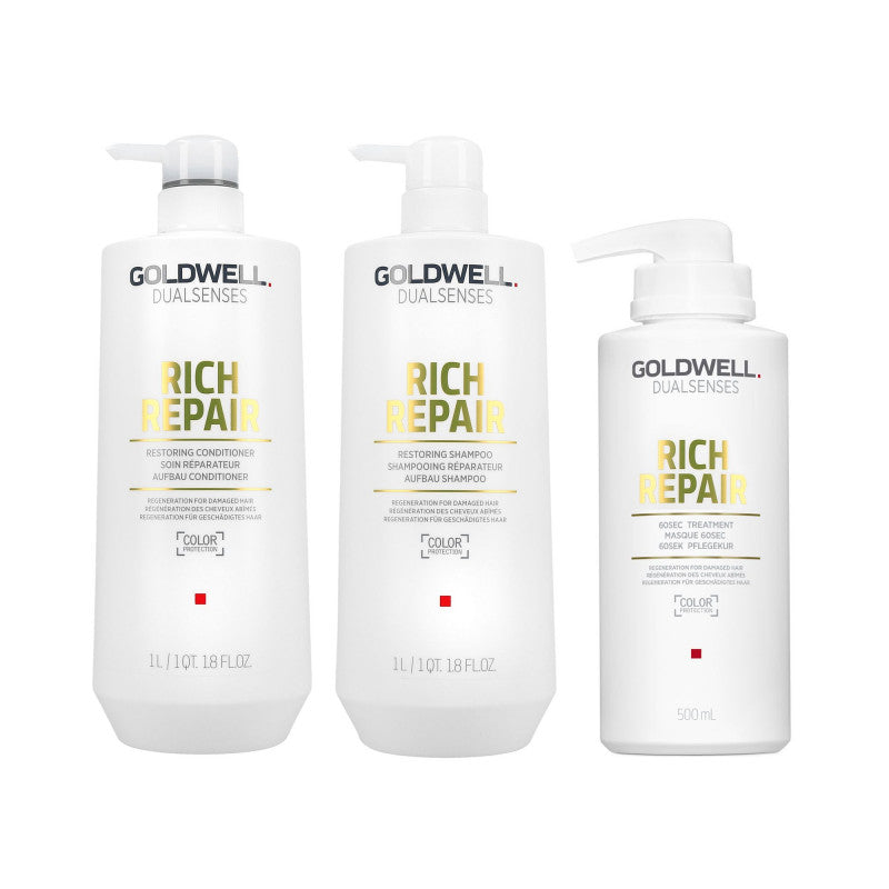 GOLDWELL DUALSENSES RICH REPAIR Szampon 1000 ml + Odżywka 1000 ml + Kuracja 500 ml