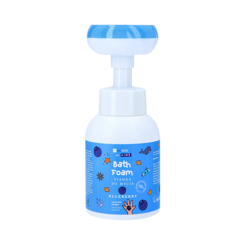 Hiskin HISKIN FOR KIDS BLUEBERRY Niebieska pianka do mycia rąk i ciała dla dzieci o zapachu jagód wzór łapka 300 ml