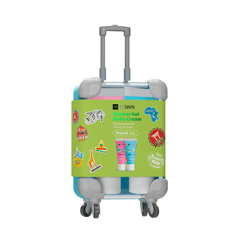 Hiskin HISKIN TRAVEL SET Wakacyjna walizka w zestawie mini żel pod prysznic 30 ml + lotion do ciała 30 ml — Składniki i ocena