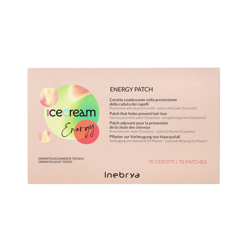 INEBRYA ICE CREAM ENERGY PATCH Plastry do skóry głowy przeciw wypadaniu włosów wodoodporne 70 sztuk