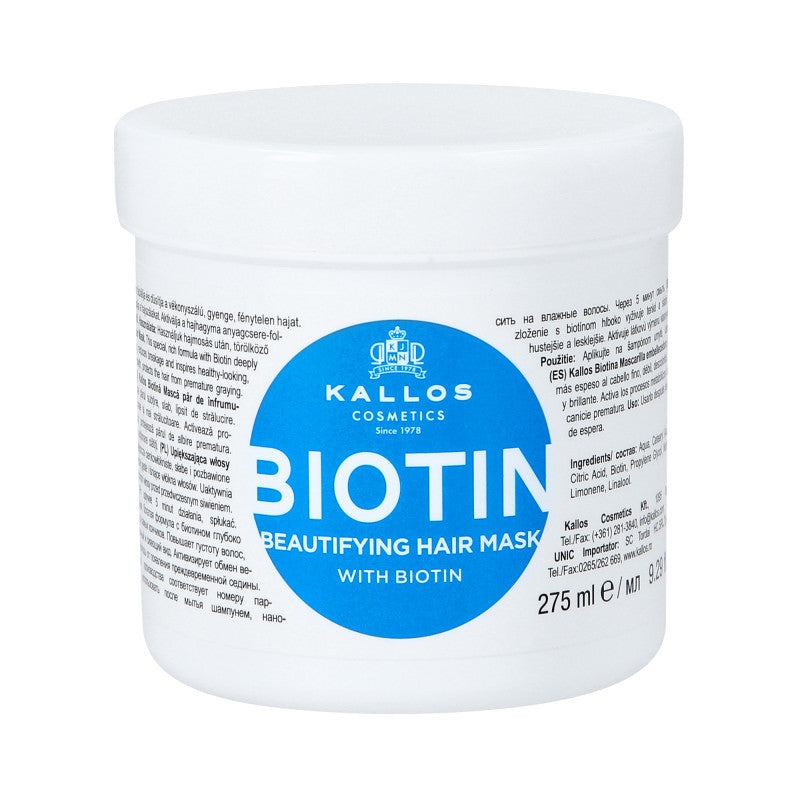 KALLOS KJMN BIOTIN Wzmacniająca maska do włosów łamliwych z biotyną 275 ml