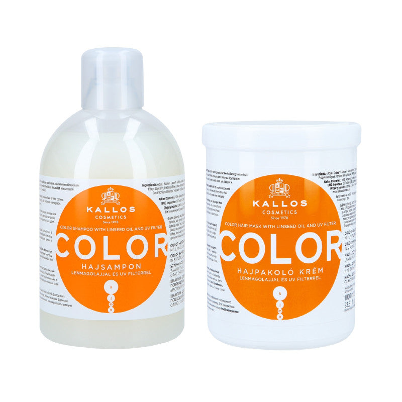 KALLOS KJMN Color zestaw do włosów farbowanych szampon 1000ml + maska 1000ml