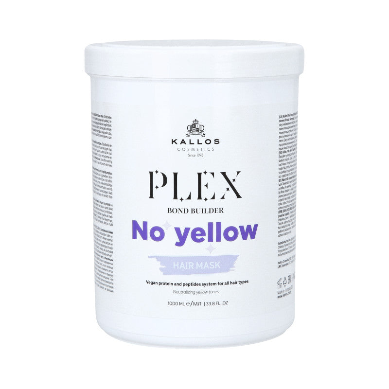 KALLOS PLEX NO YELLOW Maska do włosów blond z kompleksem protein roślinnych i peptydów 1000ml