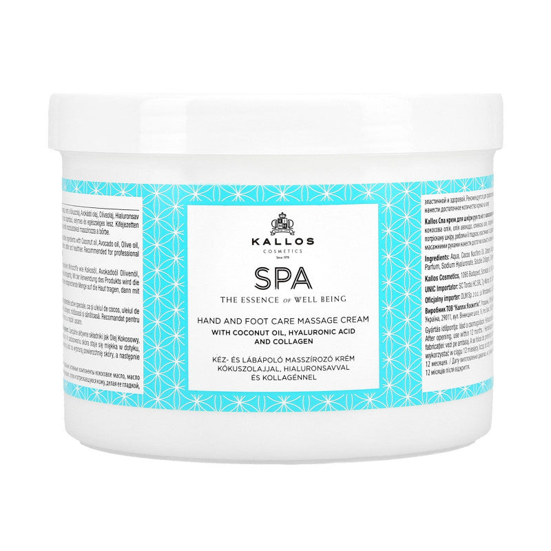 KALLOS SPA Hands and feet massage cream with coconut oil 500ml