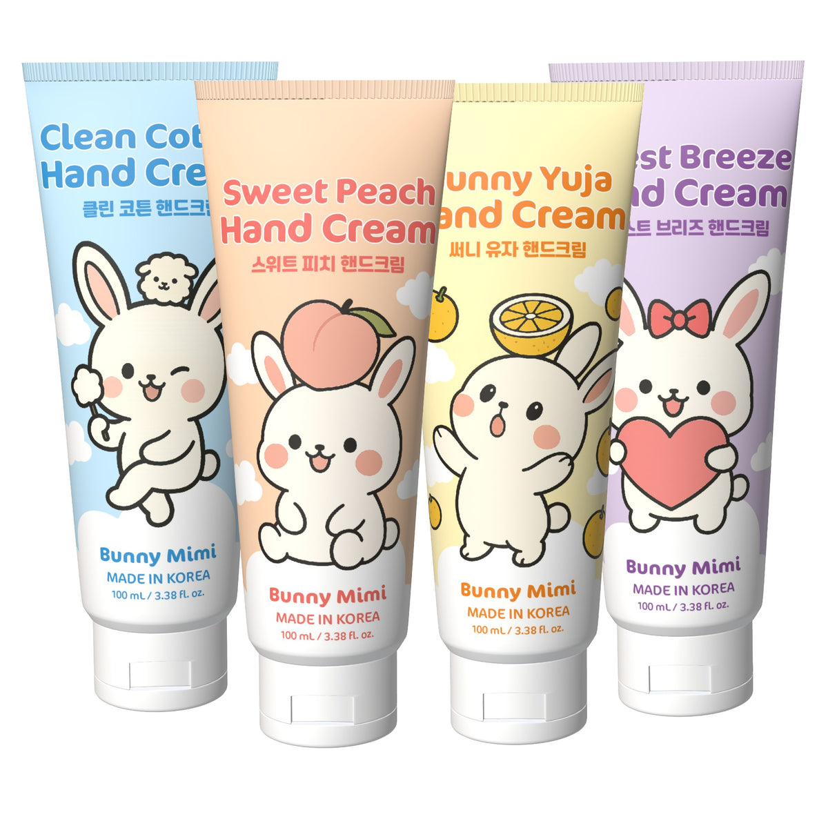 Krem do rąk, który pachnie jak dobry nastrój – Zestaw BUNNY MIMI 4 × 100 ml