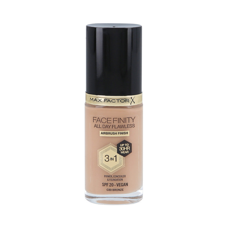 MAX FACTOR FACEFINITY ALL DAY FLAWLESS 3w1 30H Podkład do twarzy SPF20 C80 BRONZE 30ml
