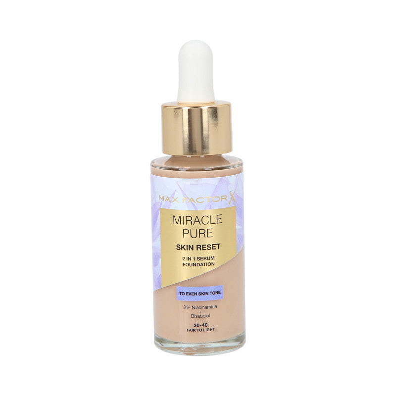 MAX FACTOR MIRACLE PURE SKIN RESET Podkład z zawartością odżywczego serum z niacynamidem 30-40 Fan do Light 30 ml