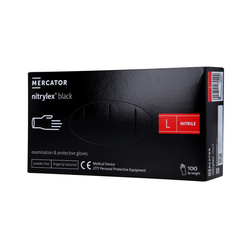 MERCATOR MEDICAL NITRYLEX Rękawiczki nitrylowe, jednorazowe, czarne, 100szt. rozm. L