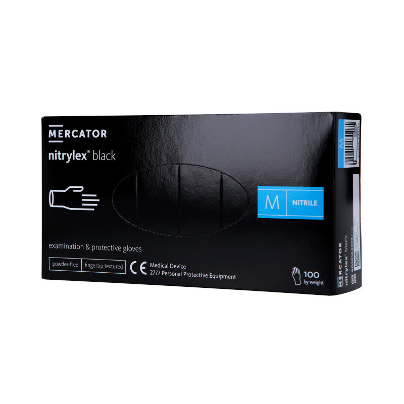 MERCATOR MEDICAL NITRYLEX Rękawiczki nitrylowe, jednorazowe, czarne, 100szt. rozm. M