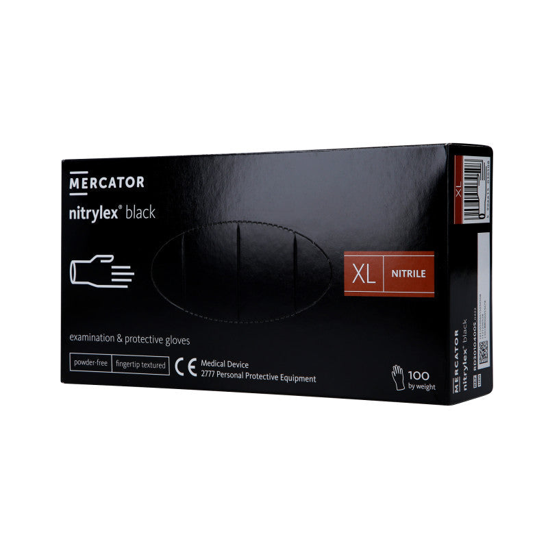 MERCATOR MEDICAL NITRYLEX Rękawiczki nitrylowe, jednorazowe, czarne, 100szt. rozm. XL