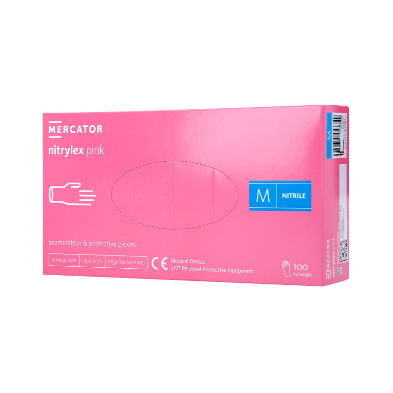 MERCATOR MEDICAL NITRYLEX Rękawiczki nitrylowe, jednorazowe, różowe, 100szt. rozm. M
