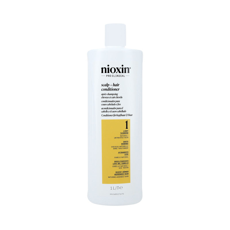 Nioxin NIOXIN PRO CLINICAL 1 Wzmacniająca odżywka do włosów naturalnych i lekko przerzedzonych 1000 ml — Składniki i ocena
