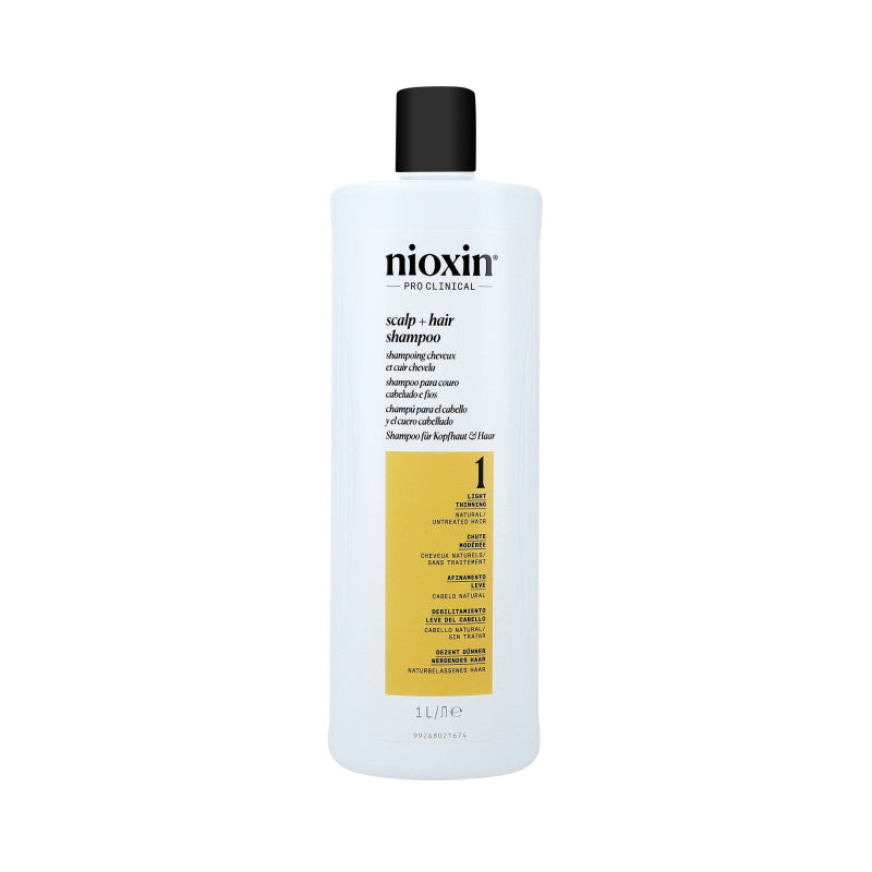 Nioxin NIOXIN PRO CLINICAL 1 Wzmacniający szampon do włosów naturalnych i lekko przerzedzonych 1000 ml — Składniki i ocena