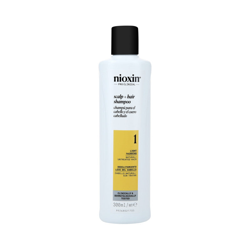 Nioxin NIOXIN PRO CLINICAL 1 Wzmacniający szampon do włosów naturalnych i lekko przerzedzonych 300 ml — Składniki i ocena