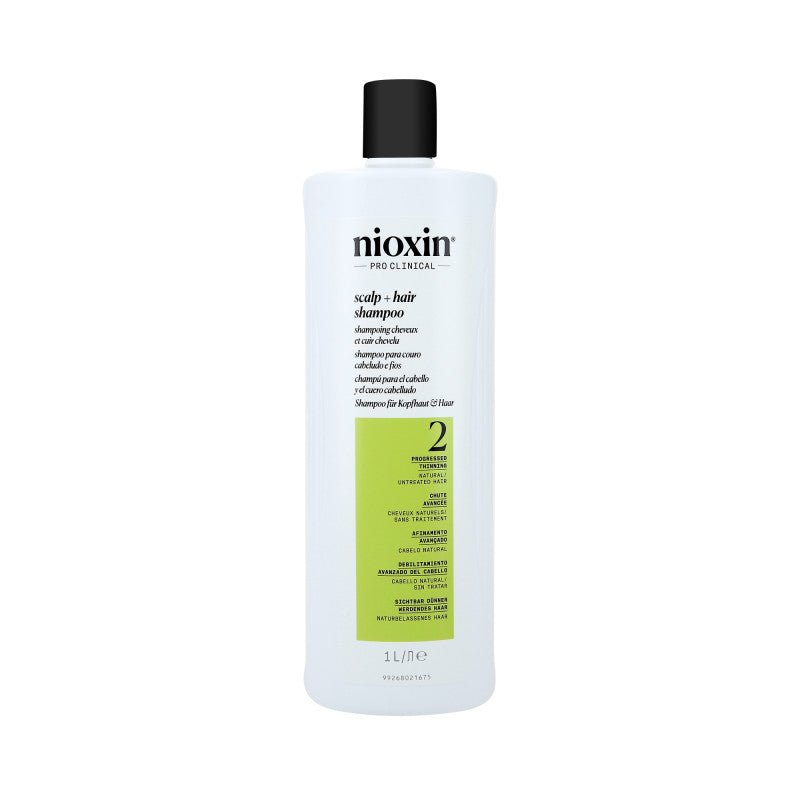 Nioxin NIOXIN PRO CLINICAL 2 Wzmacniający szampon do włosów naturalnych i z widocznym przerzedzeniem 1000 ml — Składniki i ocena