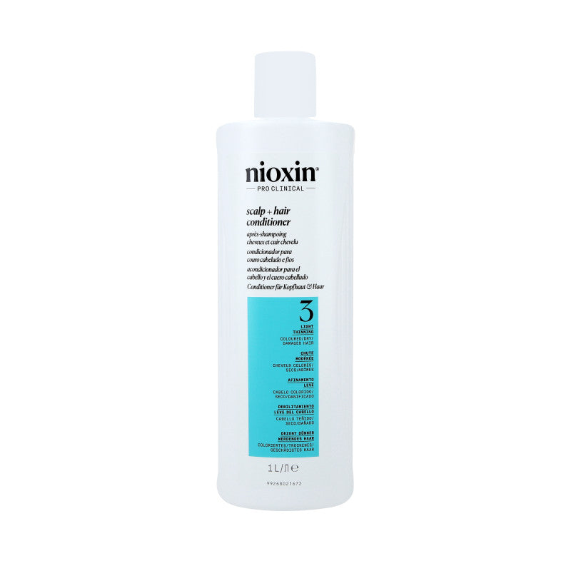 Nioxin NIOXIN PRO CLINICAL 3 Wzmacniająca odżywka do włosów farbowanych i lekko przerzedzonych 1000 ml — Składniki i ocena