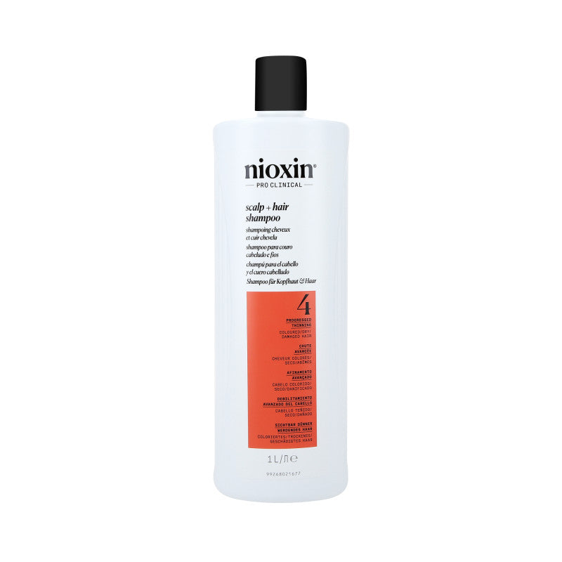 Nioxin NIOXIN PRO CLINICAL 4 Wzmacniający szampon do włosów farbowanych z postępującym przerzedzeniem 1000 ml — Składniki i ocena