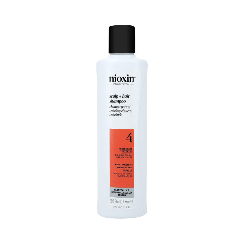 Nioxin NIOXIN PRO CLINICAL 4 Wzmacniający szampon do włosów farbowanych z postępującym przerzedzeniem 300 ml — Składniki i ocena