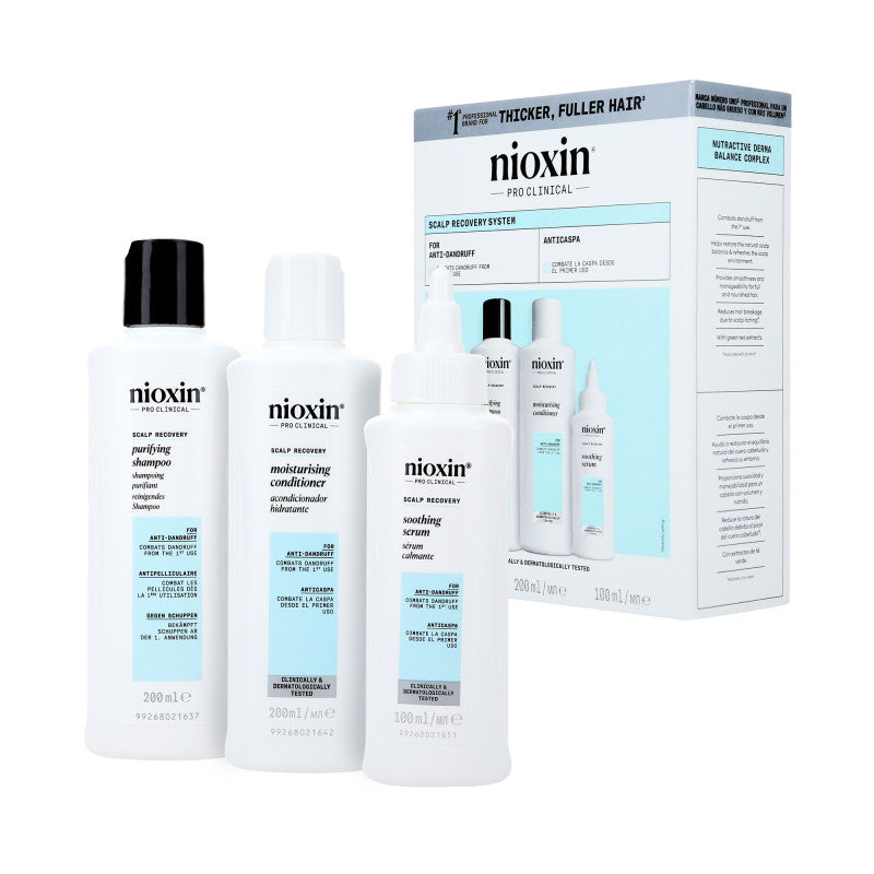 Nioxin NIOXIN PRO CLINICAL SCALP RECOVERY KIT Łagodzący zestaw do pielęgnacji włosów 2 x 200 ml + 100 ml — Składniki i ocena