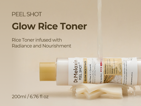 DR.MELAXIN PEEL SHOT GLOW WHITE RICE TONER Nawilżająco-rozświetlający tonik ryżowy 200 ml #3