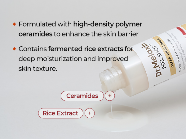 DR.MELAXIN PEEL SHOT GLOW WHITE RICE TONER Nawilżająco-rozświetlający tonik ryżowy 200 ml #4